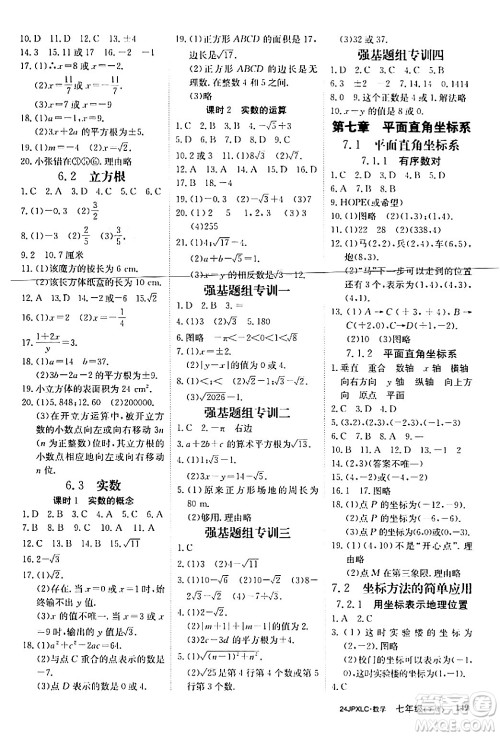 江西高校出版社2024年春金牌学练测创新作业设计七年级数学下册课标版答案