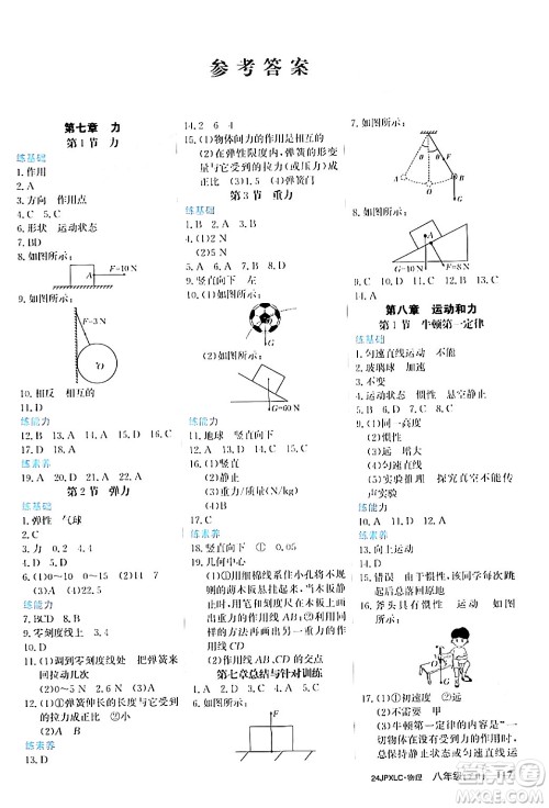 江西高校出版社2024年春金牌学练测创新作业设计八年级物理下册课标版答案