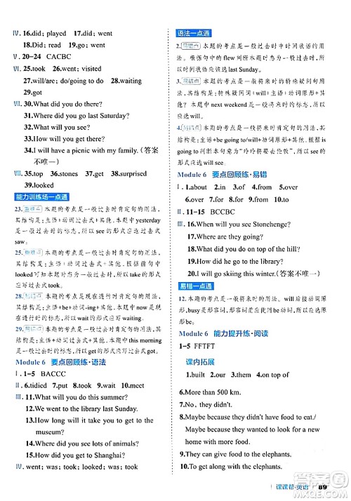 延边大学出版社2024年春课课帮同步分层作业五年级英语下册外研版答案