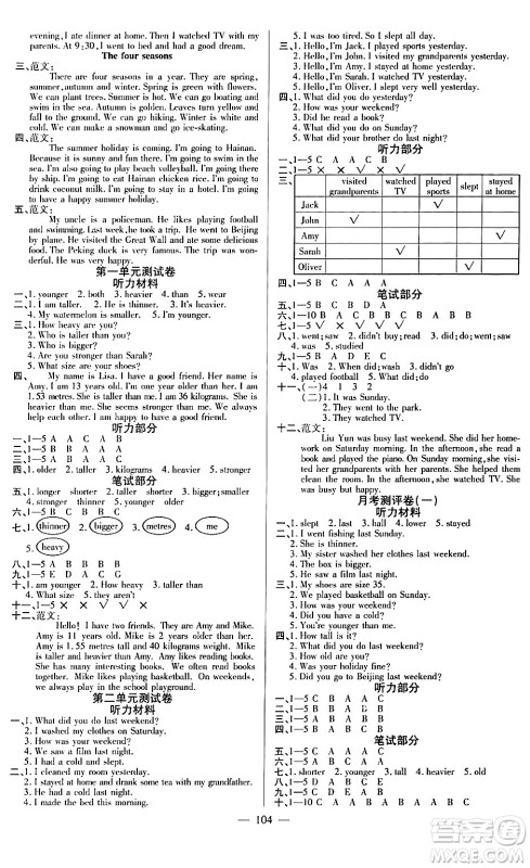 阳光出版社2024年春快乐练习作业本六年级英语下册人教版答案 阳光出版社2024年春快乐练习作业本六年级英语下册人教版答案