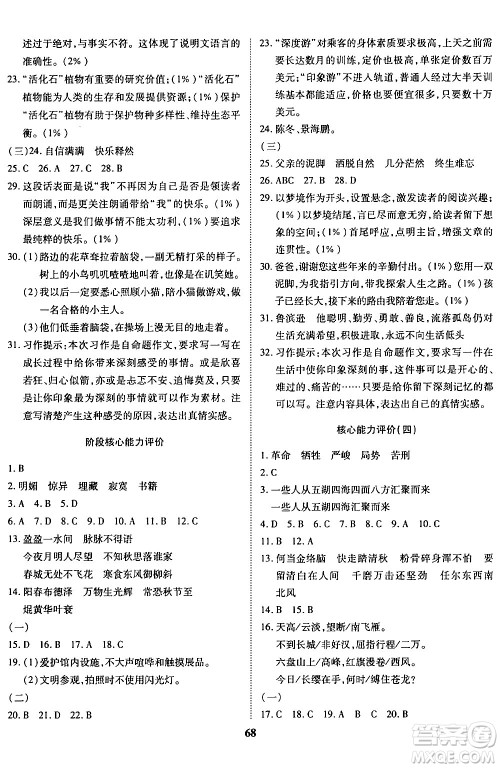 沈阳出版社2024年春培优小状元优秀三好生分层作业六年级语文下册通用版答案 沈阳出版社2024年春培优小状元优秀三好生分层作业六年级语文下册通用版答案