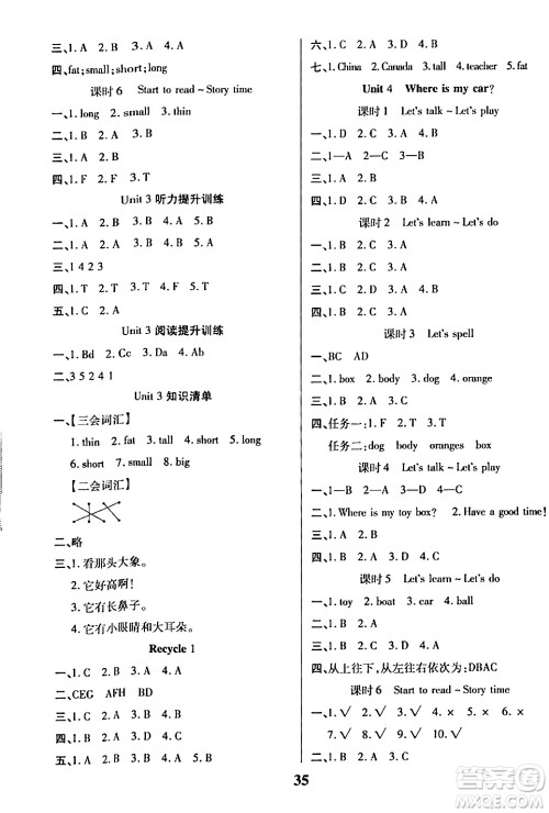沈阳出版社2024年春培优小状元优秀三好生分层作业三年级英语下册通用版答案 沈阳出版社2024年春培优小状元优秀三好生分层作业三年级英语下册通用版答案