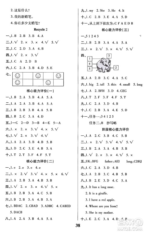 沈阳出版社2024年春培优小状元优秀三好生分层作业三年级英语下册通用版答案 沈阳出版社2024年春培优小状元优秀三好生分层作业三年级英语下册通用版答案