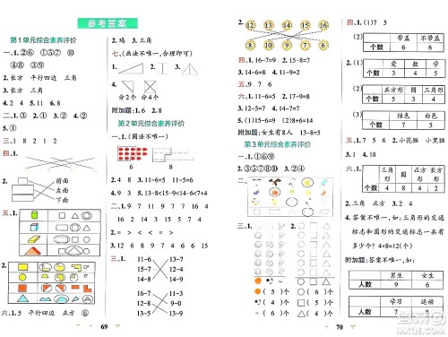 陕西师范大学出版总社有限公司2024年春小学学霸冲A卷一年级数学下册人教版答案