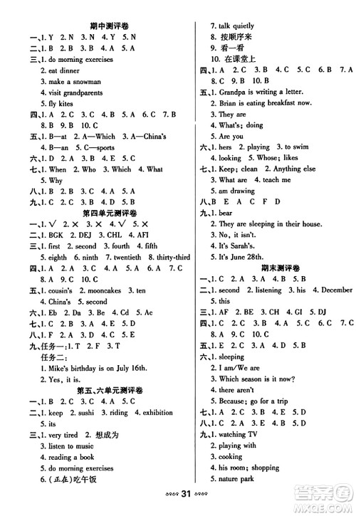 河北少年儿童出版社出版社2024年春轻松练一线课堂五年级英语下册人教版答案 河北少年儿童出版社出版社2024年春轻松练一线课堂五年级英语下册人教版答案