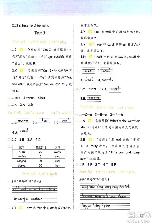 陕西师范大学出版总社有限公司2024年春黄冈同步练一日一练四年级英语下册人教PEP版三起点答案