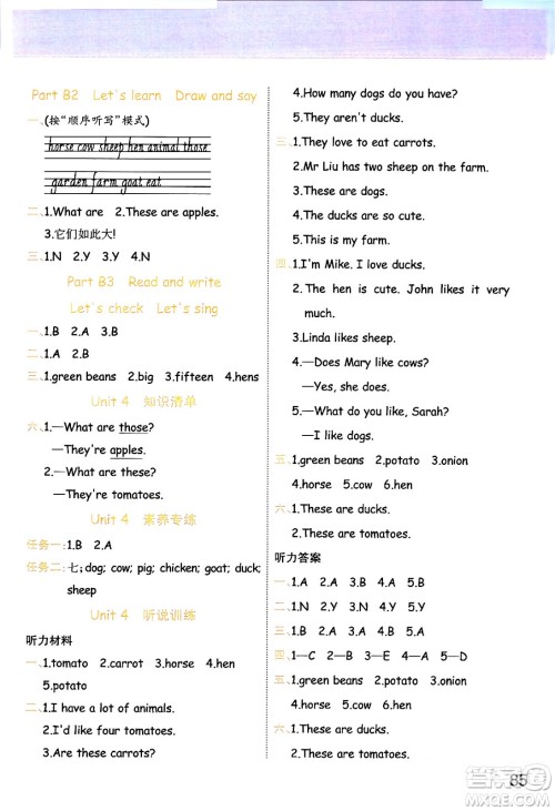 陕西师范大学出版总社有限公司2024年春黄冈同步练一日一练四年级英语下册人教PEP版三起点答案