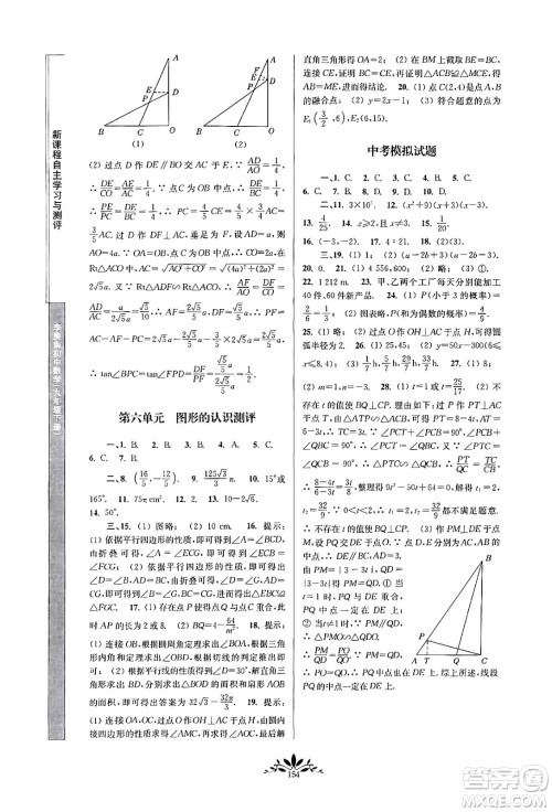 南京师范大学出版社2024年春新课程自主学习与测评九年级数学下册人教版答案