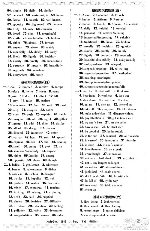 江西人民出版社2024年春王朝霞各地期末试卷精选八年级英语下册新课标版河南专版答案 江西人民出版社2024年春王朝霞各地期末试卷精选八年级英语下册新课标版河南专版答案