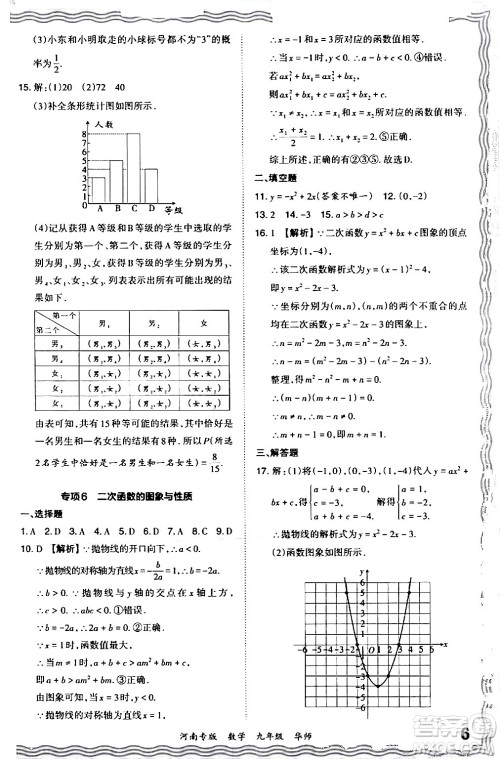 江西人民出版社2024年春王朝霞各地期末试卷精选九年级数学下册华师版河南专版答案