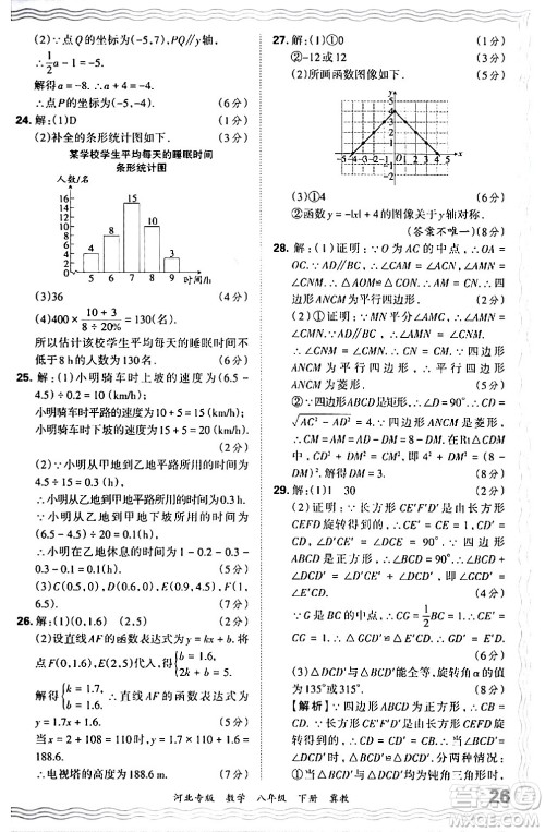 江西人民出版社2024年春王朝霞各地期末试卷精选八年级数学下册冀教版河北专版答案 江西人民出版社2024年春王朝霞各地期末试卷精选八年级数学下册冀教版河北专版答案