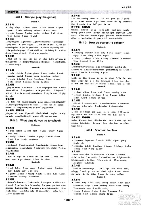内蒙古大学出版社2024年春超越训练七年级英语下册人教版答案