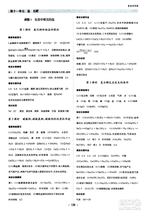 内蒙古大学出版社2024年春超越训练九年级化学下册人教版答案