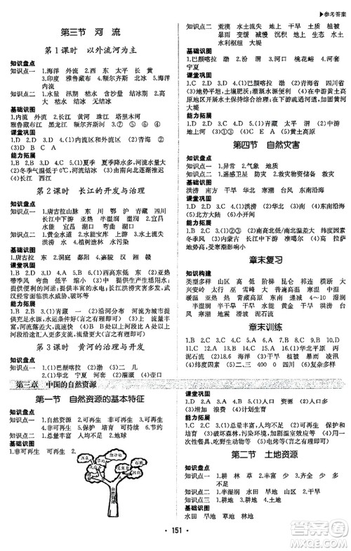 内蒙古大学出版社2024年春超越训练八年级地理下册人教版答案