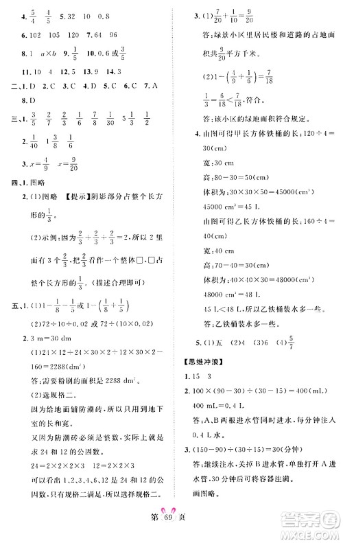 安徽师范大学出版社2024年春训练达人五年级数学下册人教版山东专版答案 安徽师范大学出版社2024年春训练达人五年级数学下册人教版山东专版答案