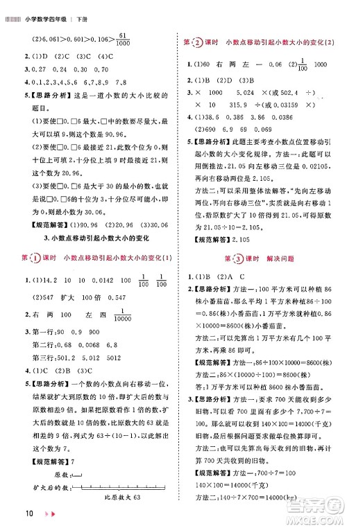 安徽师范大学出版社2024年春训练达人四年级数学下册人教版山东专版答案 安徽师范大学出版社2024年春训练达人四年级数学下册人教版山东专版答案
