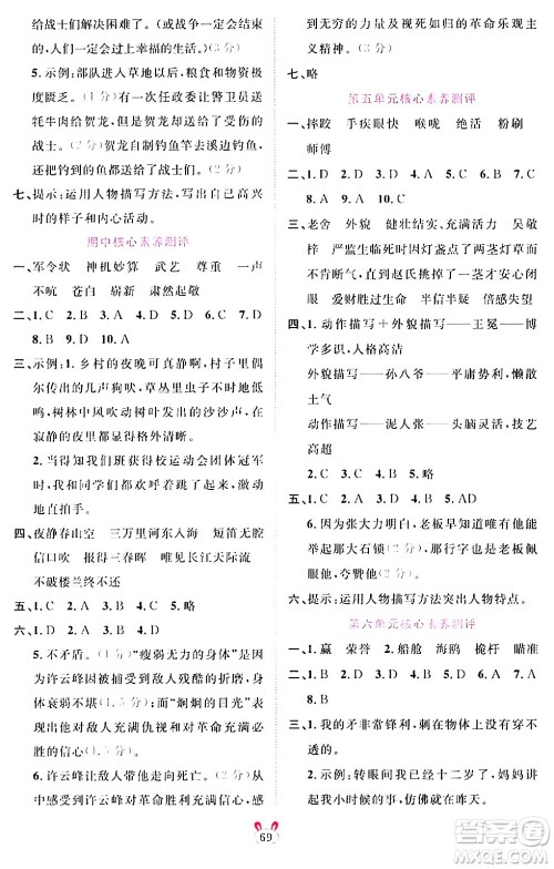 安徽师范大学出版社2024年春训练达人五年级语文下册人教版福建专版答案