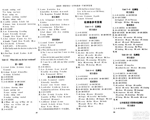 吉林教育出版社2024年春指南针课堂优化七年级英语下册人教版答案