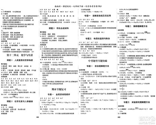 吉林教育出版社2024年春指南针课堂优化九年级化学下册人教版答案