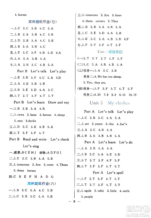 阳光出版社2024年春亮点激活提优天天练四年级英语下册人教版山东专版答案 阳光出版社2024年春亮点激活提优天天练四年级英语下册人教版山东专版答案
