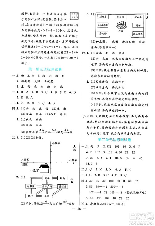 阳光出版社2024年春亮点激活提优天天练三年级数学下册人教版山东专版答案