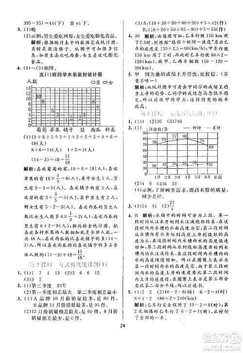 阳光出版社2024年春亮点激活提优天天练五年级数学下册北师大版答案