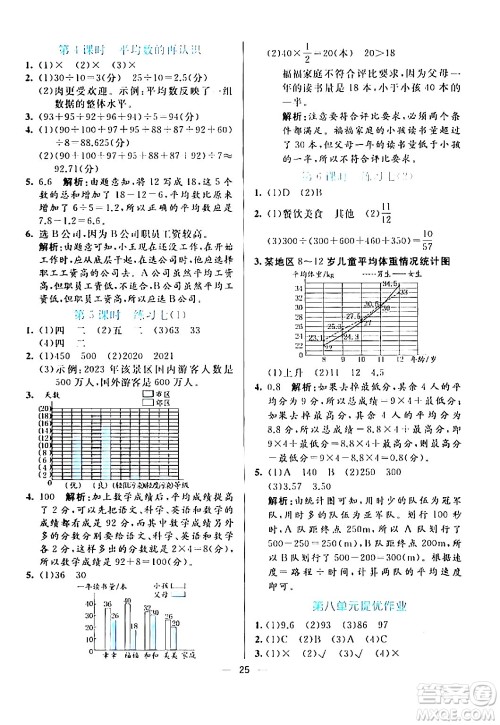 阳光出版社2024年春亮点激活提优天天练五年级数学下册北师大版答案