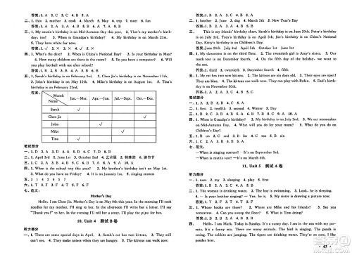 黄山书社2024年春启东黄冈大试卷五年级英语下册人教PEP版答案