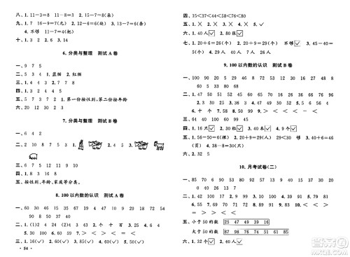 黄山书社2024年春启东黄冈大试卷一年级数学下册人教版答案
