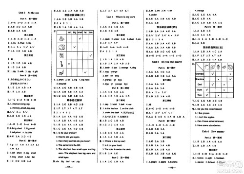 新疆青少年出版社2024年春整合集训天天练三年级英语下册人教版答案