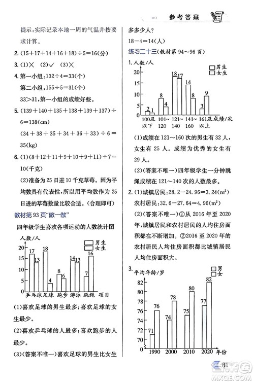 辽海出版社2024年春解透教材四年级数学下册人教版答案