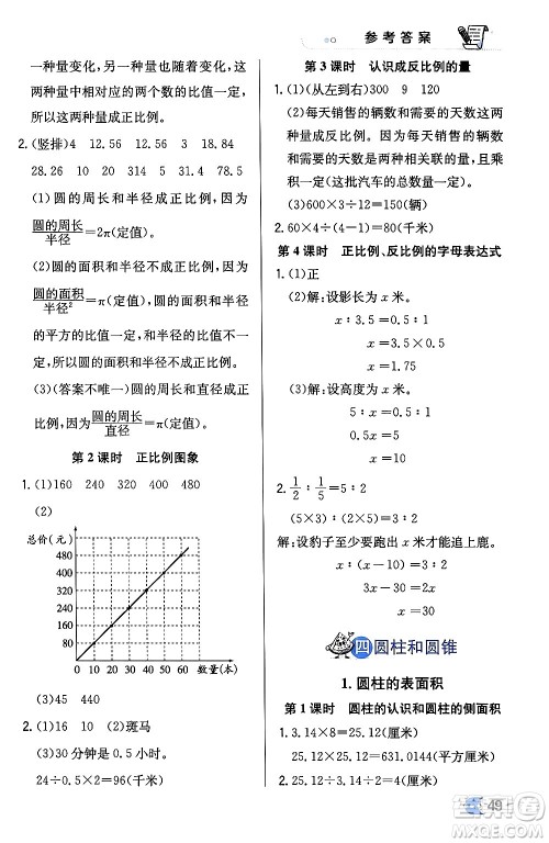 辽海出版社2024年春解透教材六年级数学下册冀教版答案