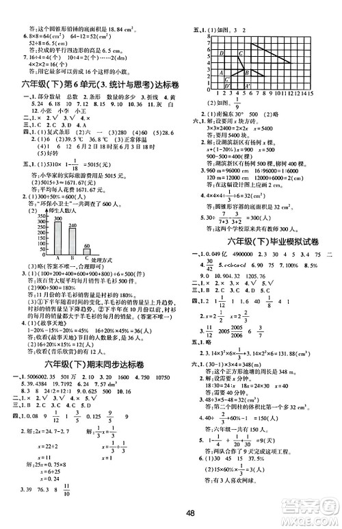 延边教育出版社2024年春红对勾作业本六年级数学下册人教版答案