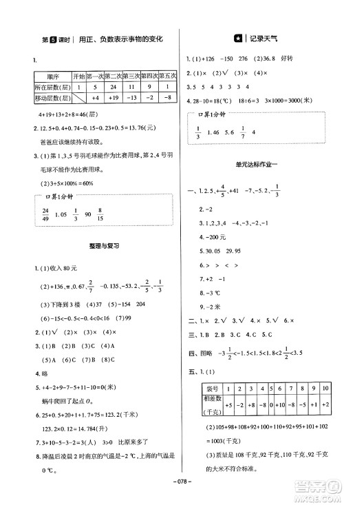 延边教育出版社2024年春红对勾作业本六年级数学下册冀教版答案