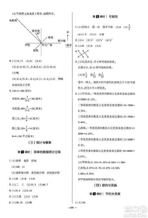 延边教育出版社2024年春红对勾作业本六年级数学下册冀教版答案