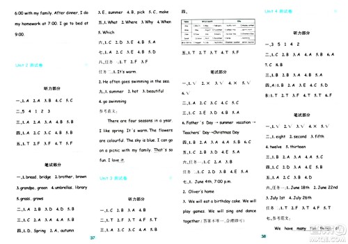 浙江教育出版社2024年春精准学与练五年级英语下册人教版答案