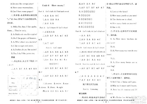 贵州人民出版社2024年春课堂练习三年级英语下册人教PEP版答案