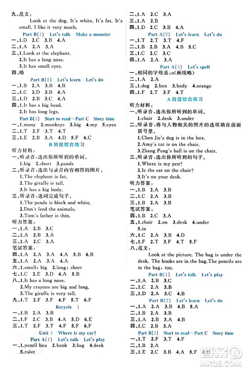 黑龙江教育出版社2024年春黄冈新课堂三年级英语下册人教PEP版答案