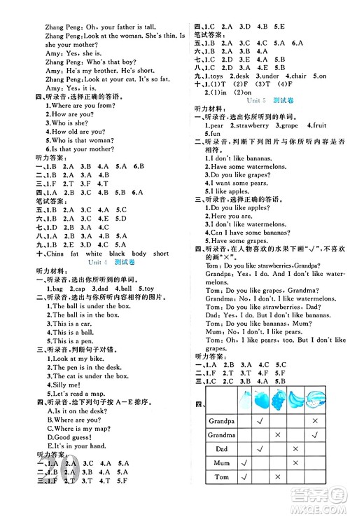 黑龙江教育出版社2024年春黄冈新课堂三年级英语下册人教PEP版答案