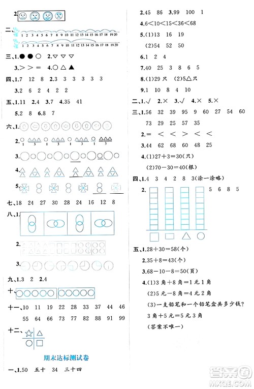 黑龙江教育出版社2024年春黄冈新课堂一年级数学下册人教版答案