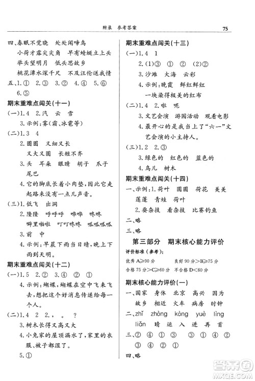 龙门书局2024年春黄冈小状元满分冲刺微测验期末复习专用一年级语文下册人教版答案 龙门书局2024年春黄冈小状元满分冲刺微测验期末复习专用一年级语文下册人教版答案