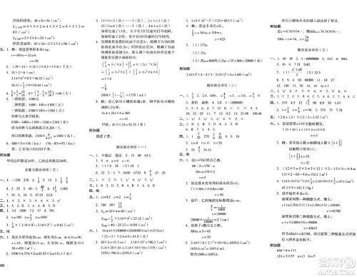 湖南教育出版社2024年春学科素养与能力提升六年级数学下册人教版答案