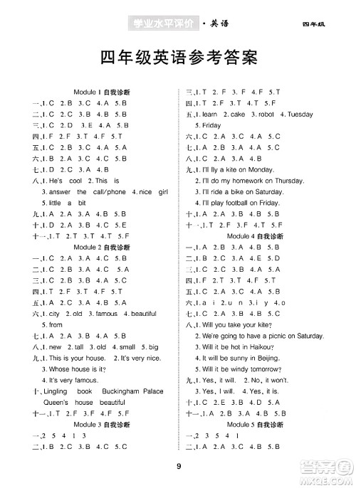 崇文书局2024年春学业水平评价核心素养提升专练四年级英语下册外研版答案 崇文书局2024年春学业水平评价核心素养提升专练四年级英语下册外研版答案