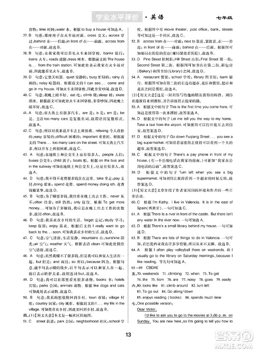 崇文书局2024年春学业水平评价核心素养提升专练七年级英语下册人教版答案