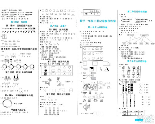 阳光出版社2024年春自主课堂一年级数学下册人教版答案