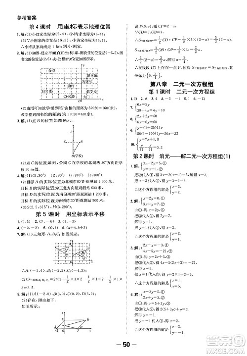 延边大学出版社2024年春全程突破初中同步导学案七年级数学下册人教版答案