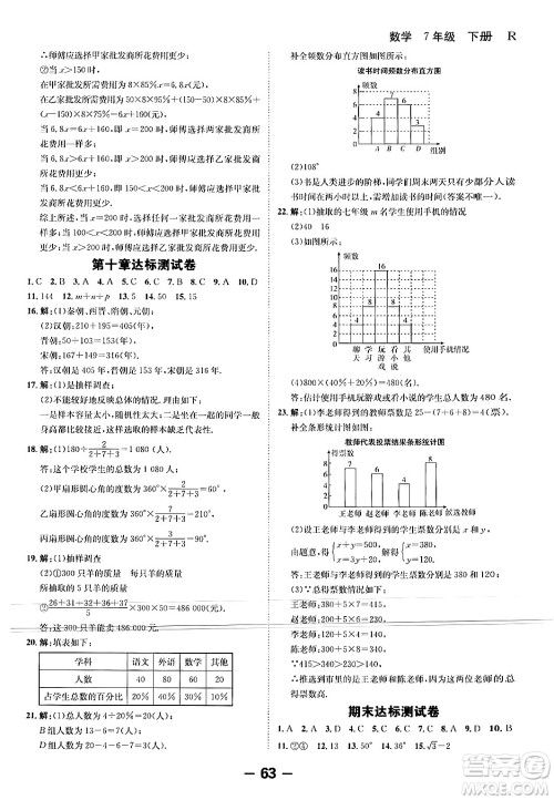 延边大学出版社2024年春全程突破初中同步导学案七年级数学下册人教版答案