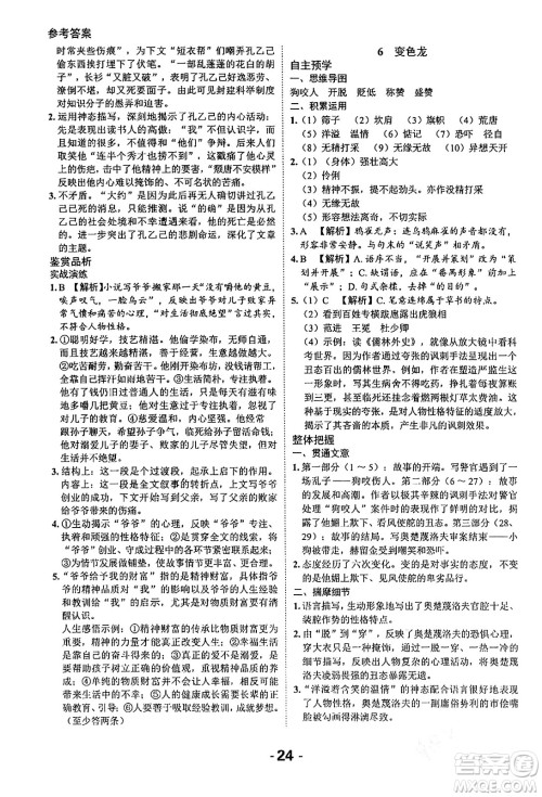 延边大学出版社2024年春全程突破初中同步导学案九年级语文下册北师大版答案