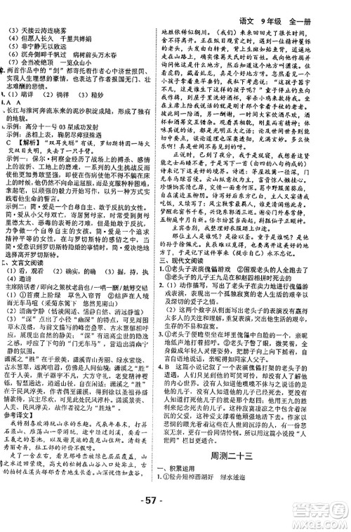 延边大学出版社2024年春全程突破初中同步导学案九年级语文下册北师大版答案