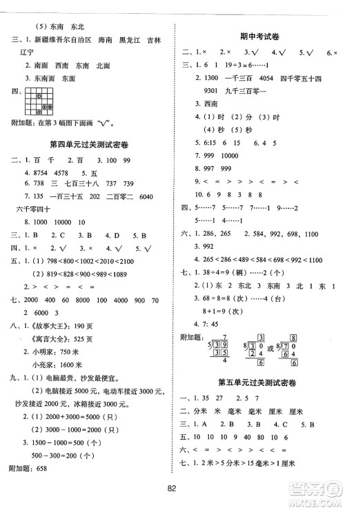 长春出版社2024年春期末冲刺100分完全试卷二年级数学下册苏教版答案